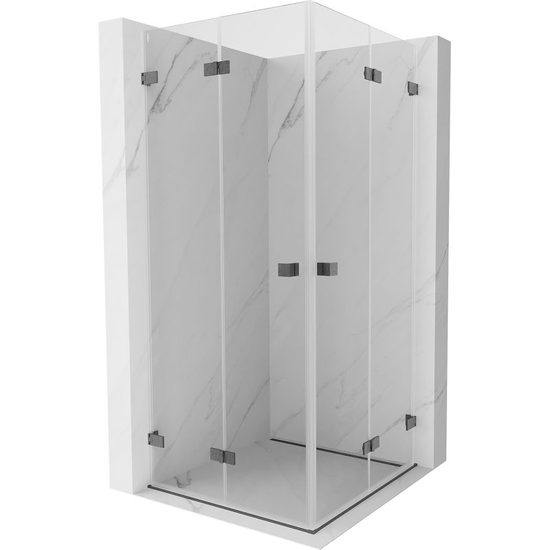Mexen Lunar-F Duo folding shower enclosure 80 x 80 cm, transparent, brushed gun gray - 836-080L-080P-66-00