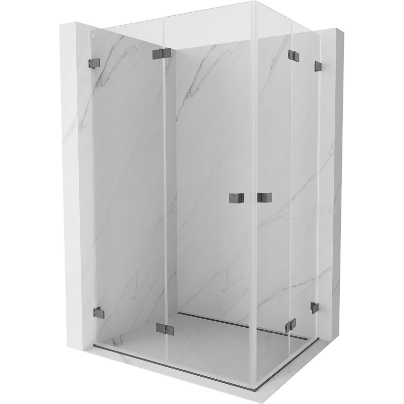 Mexen Lunar-F Duo folding shower enclosure 100 x 80 cm, transparent, brushed gun gray - 836-100L-080P-66-00
