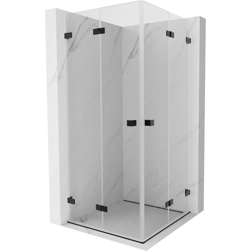 Mexen Lunar-F Duo Folding Shower Enclosure 75 x 75 cm, Transparent, Black - 836-075L-075P-70-00