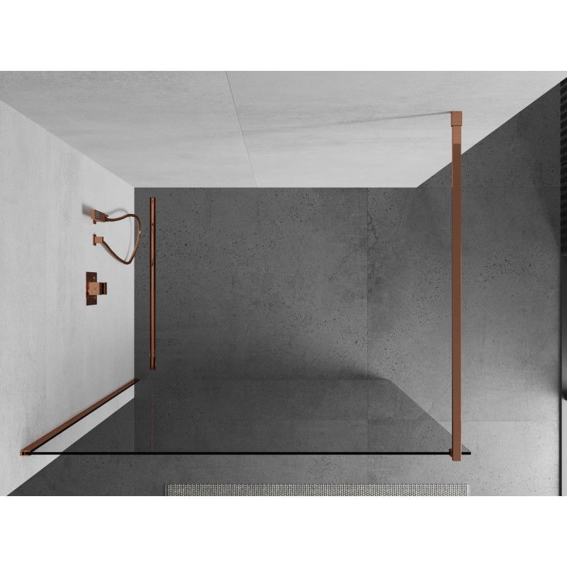 Mexen Kioto Walk-in Shower Wall 140 x 200 cm, Transparent 8 mm, Rose Gold - 800-140-101-60-00