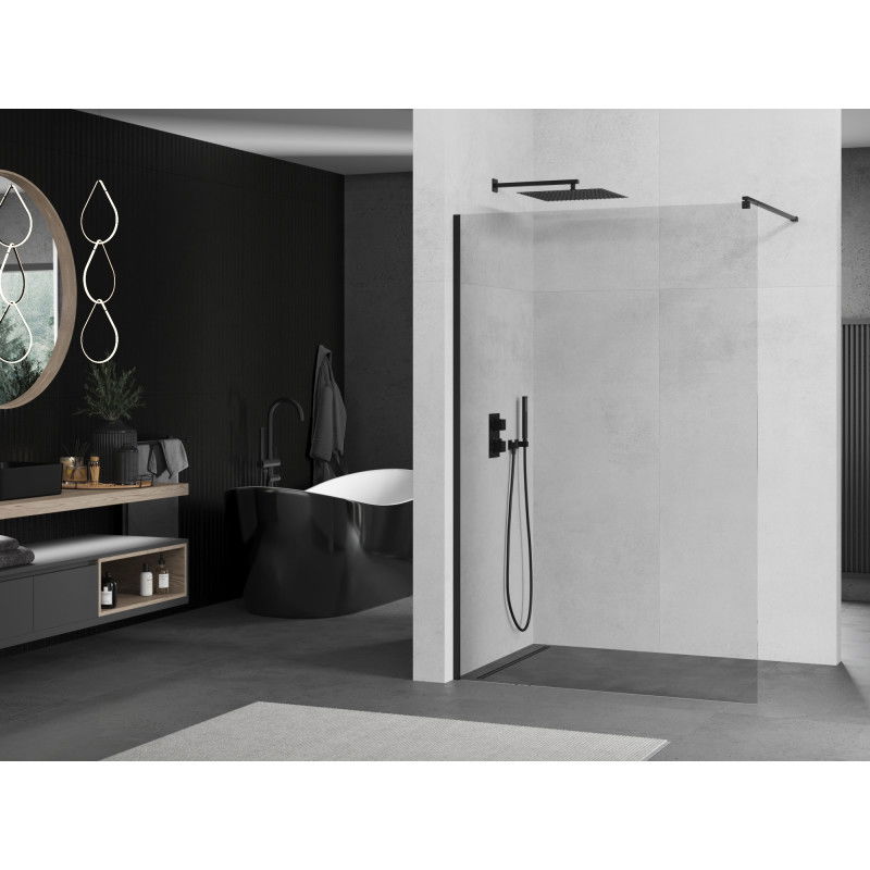 Mexen Kioto walk-in shower wall 50 x 200 cm, transparent 8 mm, black - 800-050-101-70-00