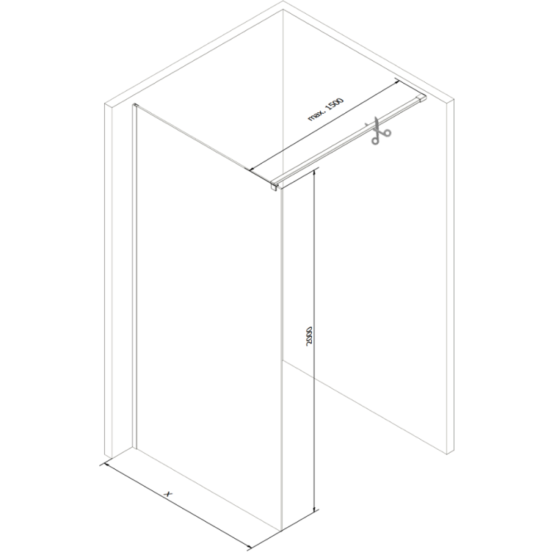 Mexen Kioto Walk-in Shower Wall 70 x 200 cm, Transparent 8 mm, Black - 800-070-101-70-00