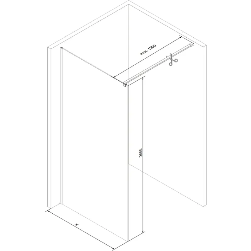 Mexen Kioto shower wall Walk-in 90 x 200 cm, transparent 8 mm, black - 800-090-101-70-00