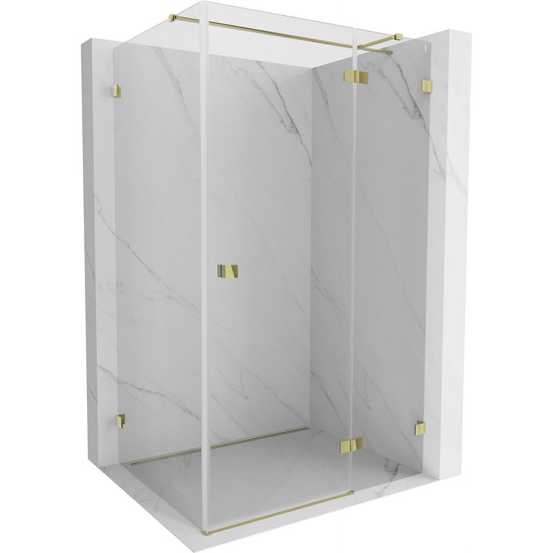 Mexen Lunar T right hinged shower enclosure 125 x 70 cm, transparent, gold - 834T-125-070-50-00-P