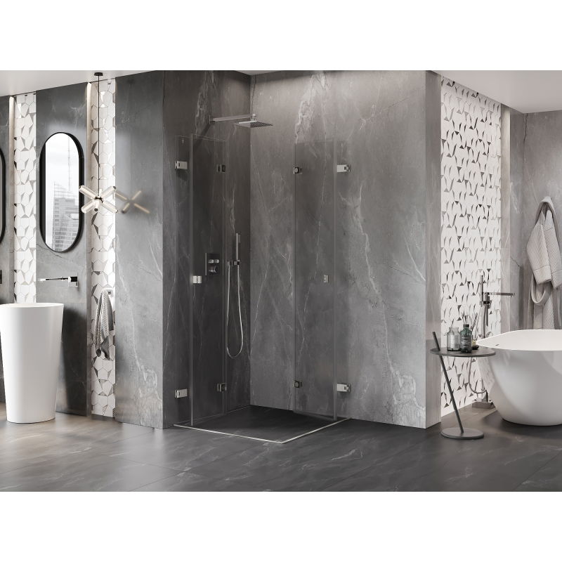 Mexen Lunar-F Duo folding shower enclosure 75 x 75 cm, transparent, brushed nickel - 836-075L-075P-97-00