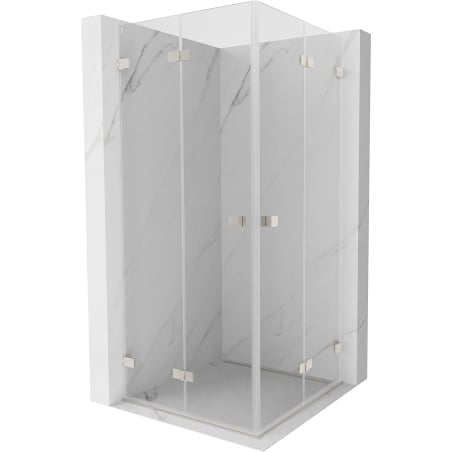 Mexen Lunar-F Duo Folding Shower Enclosure 80 x 80 cm, Transparent, Brushed Nickel - 836-080L-080P-97-00