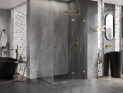 Mexen Lunar T right hinged shower enclosure 120 x 90 cm, transparent, gold - 834T-120-090-50-00-P