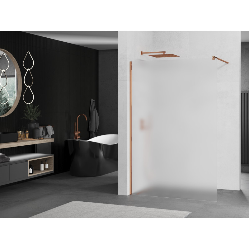 Mexen Kioto Walk-in Shower Wall 70 x 200 cm, Frosted 8 mm, Rose Gold - 800-070-101-60-30