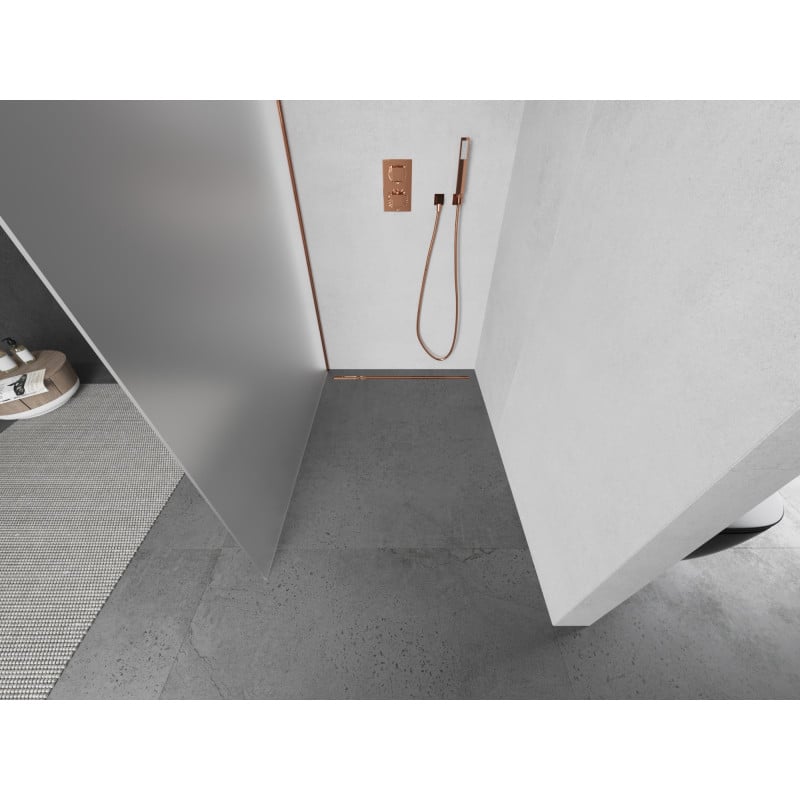Mexen Kioto Walk-in Shower Screen 90 x 200 cm, Frosted 8 mm, Rose Gold - 800-090-101-60-30