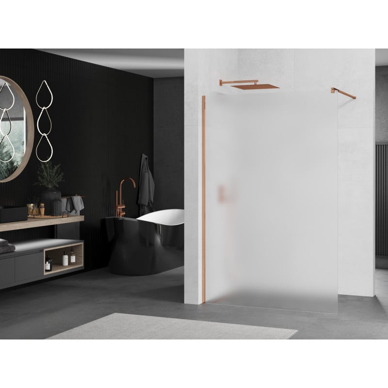 Mexen Kioto Walk-in Shower Screen 90 x 200 cm, Frosted 8 mm, Rose Gold - 800-090-101-60-30