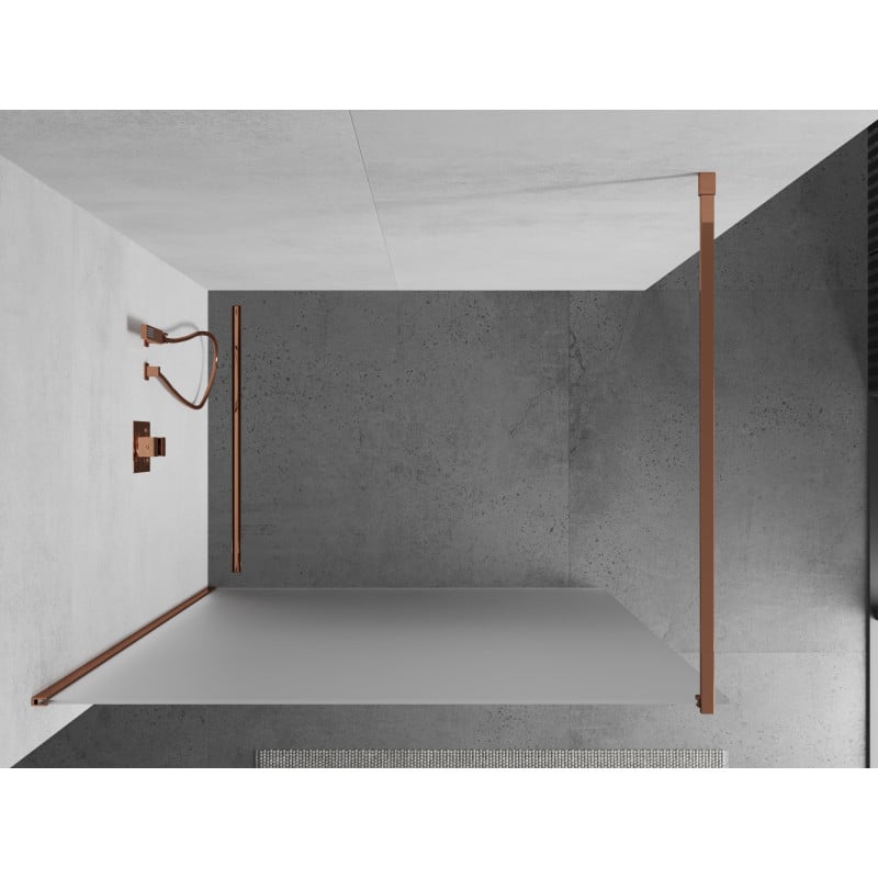 Mexen Kioto Walk-in Shower Wall 100 x 200 cm, Frost 8 mm, Rose Gold - 800-100-101-60-30