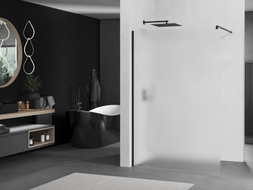 Mexen Kioto Walk-in Shower Screen 80 x 200 cm, Frosted 8 mm, Black - 800-080-101-70-30