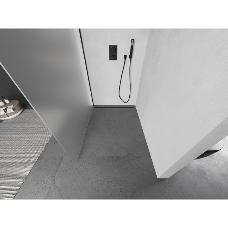 Mexen Kioto Walk-in Shower Screen 80 x 200 cm, Frosted 8 mm, Black - 800-080-101-70-30