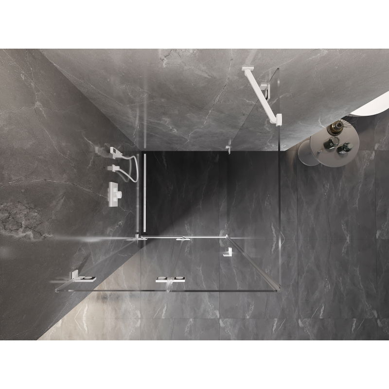 Mexen Lunar-F Folding Shower Enclosure Left 80 x 80 cm, Transparent, White - 836-080-080-20-00-L