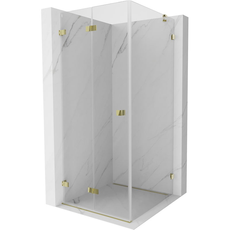 Mexen Lunar-F 70 x 70 cm Folding Shower Enclosure Left, Transparent, Gold - 836-070-070-50-00-L