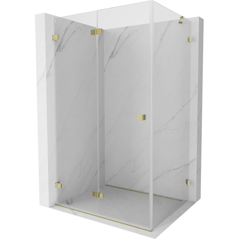 Mexen Lunar-F folding shower enclosure left 90 x 80 cm, transparent, gold - 836-090-080-50-00-L