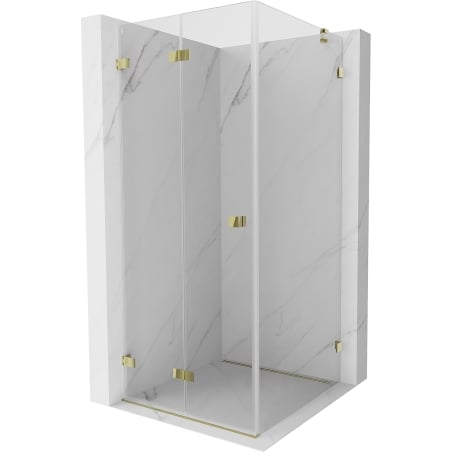 Mexen Lunar-F folding shower enclosure left 90 x 90 cm, transparent, gold - 836-090-090-50-00-L