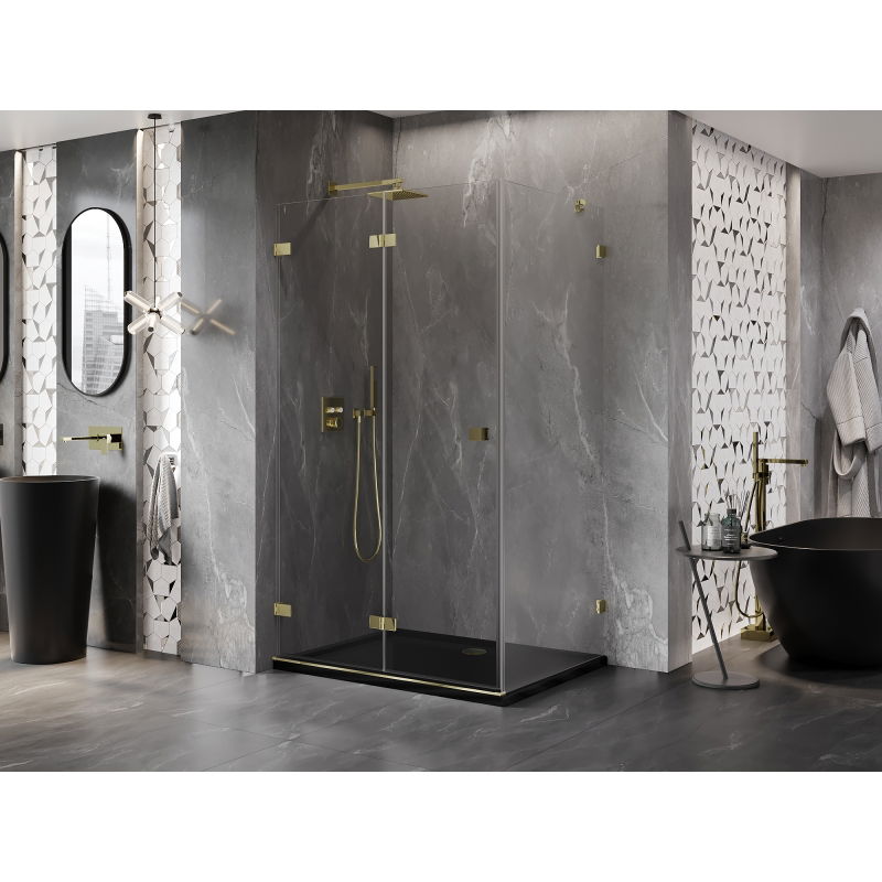 Mexen Lunar-F folding shower enclosure left 100 x 90 cm, transparent, gold - 836-100-090-50-00-L