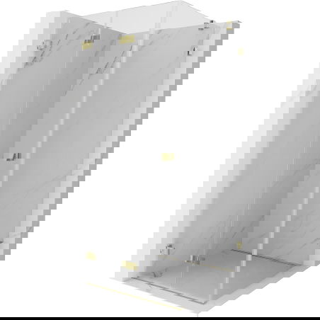 Mexen Lunar-F 100 x 100 cm Folding Shower Enclosure, Left Side, Transparent, Gold - 836-100100-50-00-L