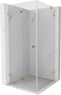 Mexen Lunar-F left folding shower enclosure 100 x 100 cm, transparent, gold - 836-100100-50-00-L