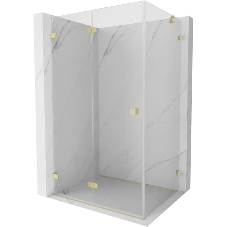Mexen Lunar-F folding shower enclosure left 85 x 70 cm, transparent, brushed gold - 836-085-070-55-00-L