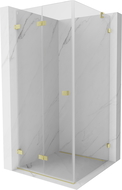 Mexen Lunar-F Folding Shower Enclosure Left 80 x 80 cm, Transparent, Brushed Gold - 836-080-080-55-00-L