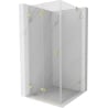 Mexen Lunar-F foldable left shower cabin 90 x 90 cm, transparent, brushed gold - 836-090-090-55-00-L