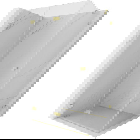 Mexen Lunar-F folding shower enclosure left 95 x 90 cm, transparent, brushed gold - 836-095-090-55-00-L