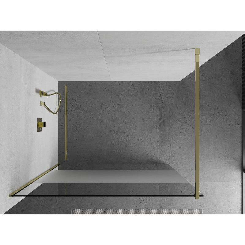 Mexen Kioto Walk-in Shower Wall 110 x 200 cm, Transparent/Frosted 8 mm, Gold - 800-110-101-50-35