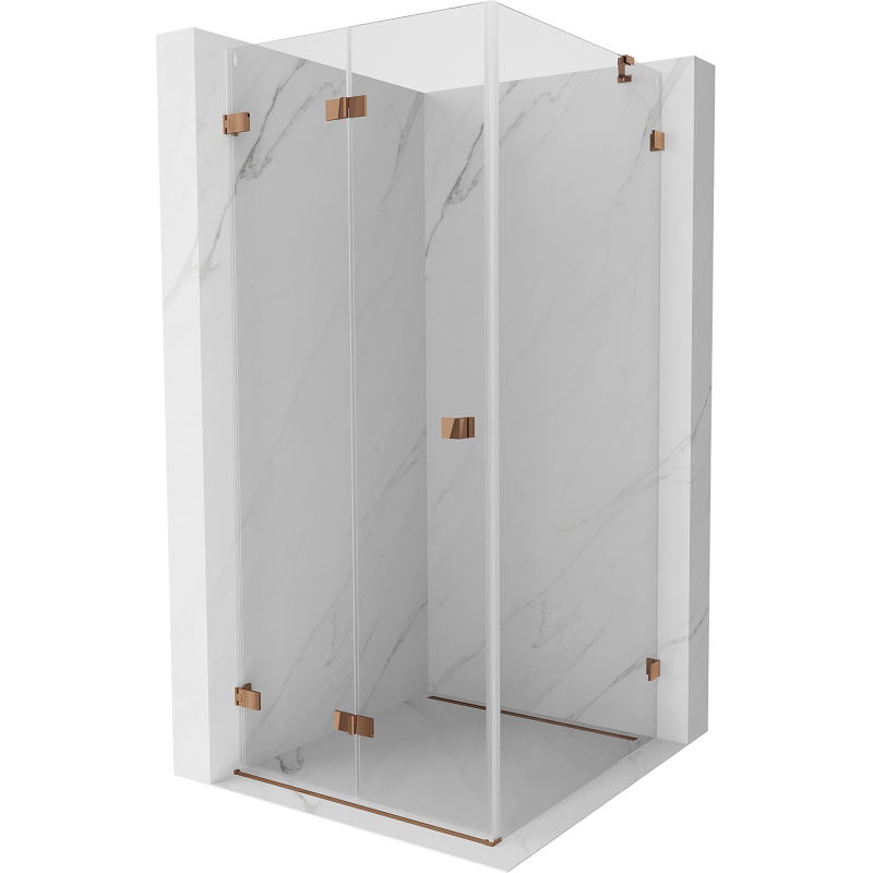 Mexen Lunar-F folding shower enclosure left 80 x 80 cm, transparent, rose gold- 836-080-080-60-00-L