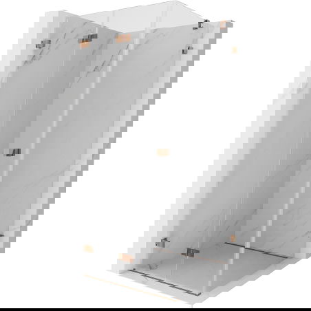 Mexen Lunar-F folding shower enclosure left 80 x 80 cm, transparent, rose gold- 836-080-080-60-00-L