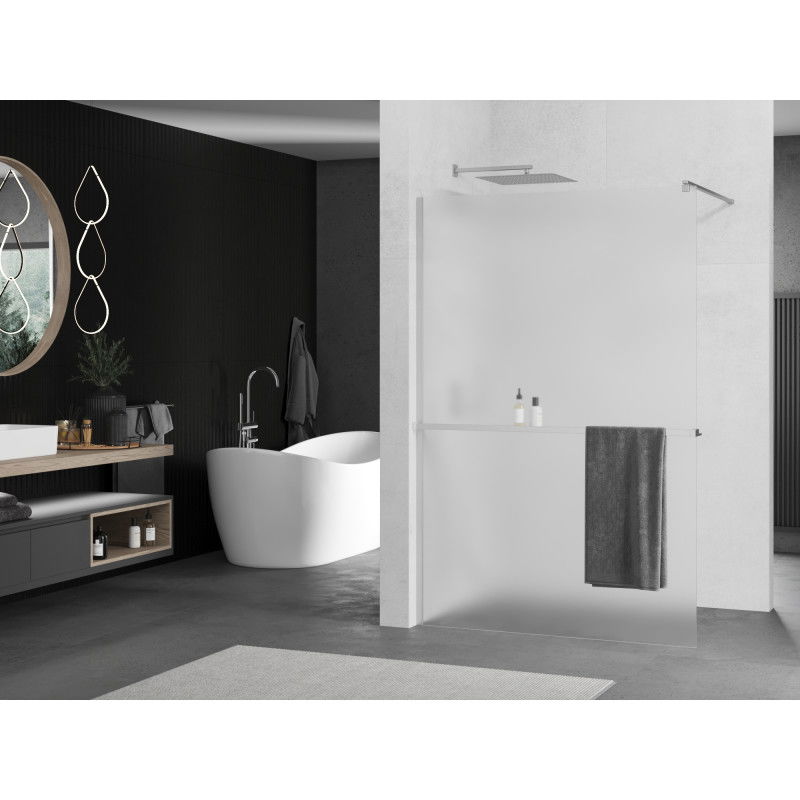 Mexen Kioto+ shower wall with shelf Walk-in 100 x 200 cm, frost, chrome - 800-100-121-01-30