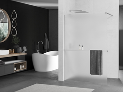 Mexen Kioto+ shower screen with a shelf and rail 100 x 200 cm, Frosted 8 mm, Chrome - 800-100-121-01-30