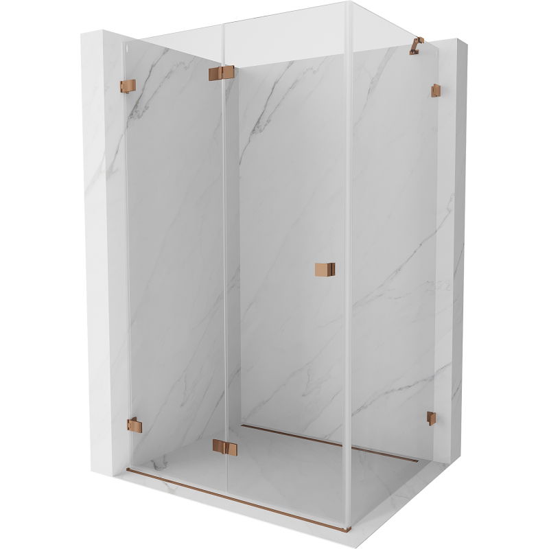 Mexen Lunar-F folding shower cabin left 100 x 80 cm, transparent, rose gold- 836-100-080-60-00-L