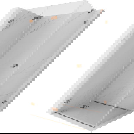 Mexen Lunar-F foldable shower enclosure left 100 x 80 cm, transparent, rose gold- 836-100-080-60-00-L