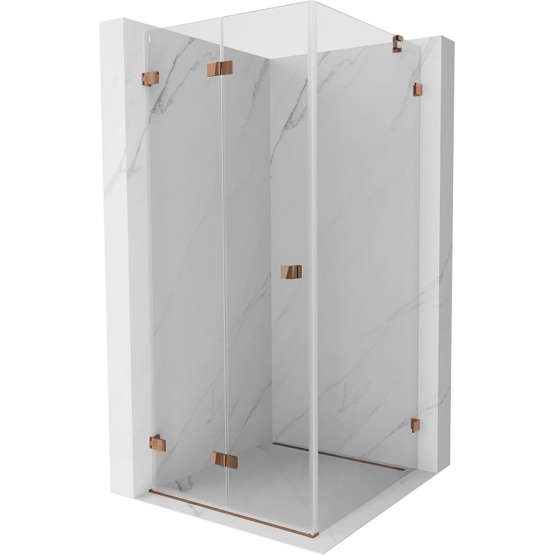 Mexen Lunar-F folding shower enclosure left 90 x 90 cm, transparent, rose gold - 836-090-090-60-00-L