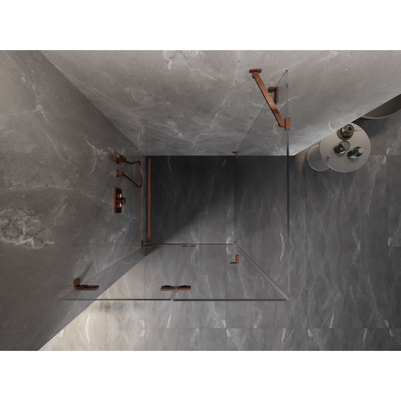 Mexen Lunar-F folding shower cabin left 100 x 100 cm, transparent, rose gold- 836-100-100-60-00-L