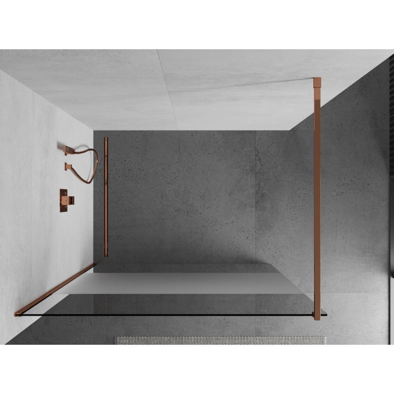 Mexen Kioto Walk-in Shower Wall 90 x 200 cm, Transparent/Frosted 8 mm, Rose Gold - 800-090-101-60-35
