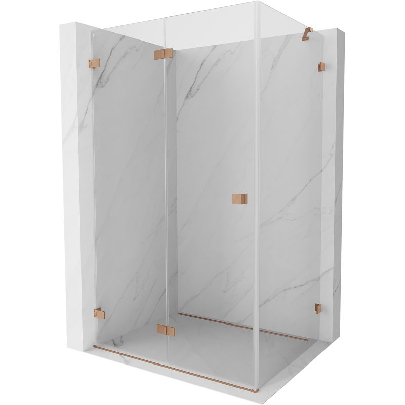 Mexen Lunar-F folding shower enclosure left 75 x 70 cm, transparent, brushed copper- 836-075-070-65-00-L