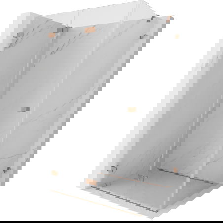 Mexen Lunar-F 80 x 70 cm Folding Shower Enclosure Left, Transparent, Brushed Copper- 836-080-070-65-00-L