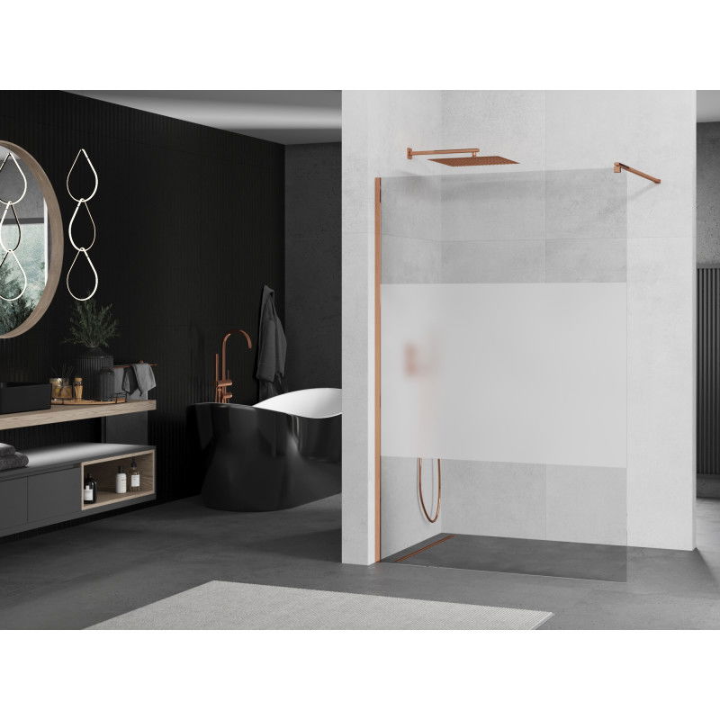 Mexen Kioto Walk-in Shower Screen 110 x 200 cm, Transparent/Frosted 8 mm, Rose Gold - 800-110-101-60-35