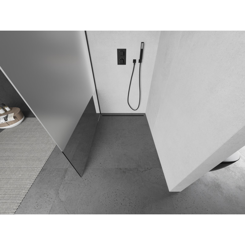 Mexen Kioto Walk-in Shower Screen 70 x 200 cm, Transparent/Frosted 8 mm, Black - 800-070-101-70-35