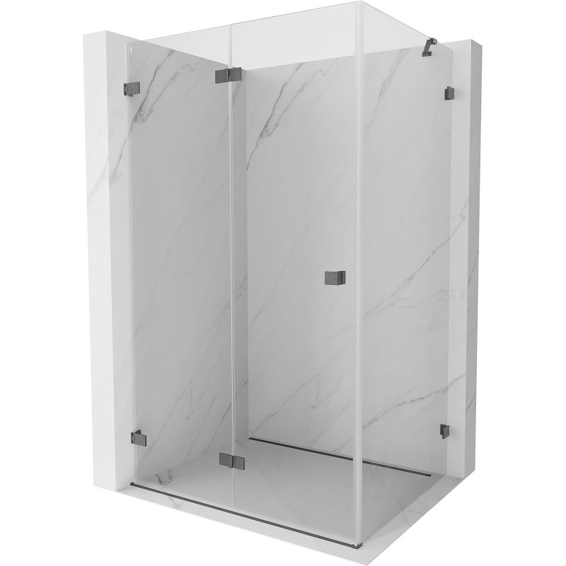 Mexen Lunar-F folding shower enclosure left 95 x 70 cm, transparent, brushed gun gray - 836-095-070-66-00-L