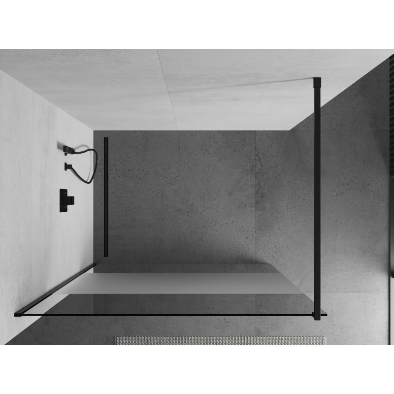 Mexen Kioto Walk-in Shower Wall 80 x 200 cm, Transparent/Frosted 8 mm, Black - 800-080-101-70-35