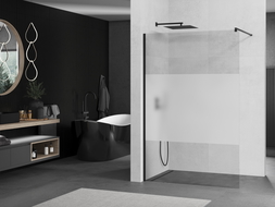 Mexen Kioto shower screen 90 x 200 cm, Transparent/Frosted 8 mm, Black - 800-090-101-70-35