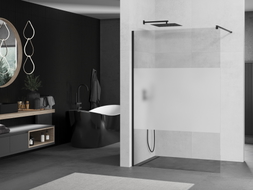 Mexen Kioto Walk-in Shower Wall 120 x 200 cm, Transparent/Frosted 8 mm, Black - 800-120-101-70-35
