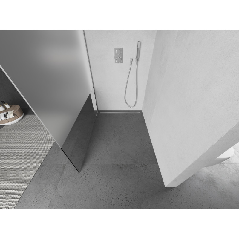 Mexen Kioto Walk-in Shower Wall 70 x 200 cm, Transparent/Frosted 8 mm, Chrome - 800-070-101-01-35