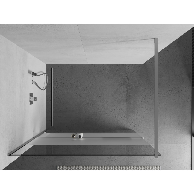 Mexen Kioto+ shower wall with shelf Walk-in 90 x 200 cm, transparent/frost, chrome - 800-090-121-01-35