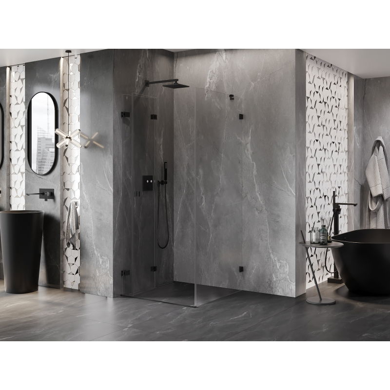 Mexen Lunar-F folding shower enclosure left 90 x 90 cm, transparent, black - 836-090-090-70-00-L