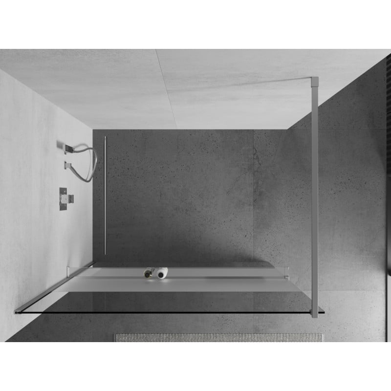 Mexen Kioto+ shower wall with shelf Walk-in 120 x 200 cm, transparent/frosted, chrome - 800-120-121-01-35